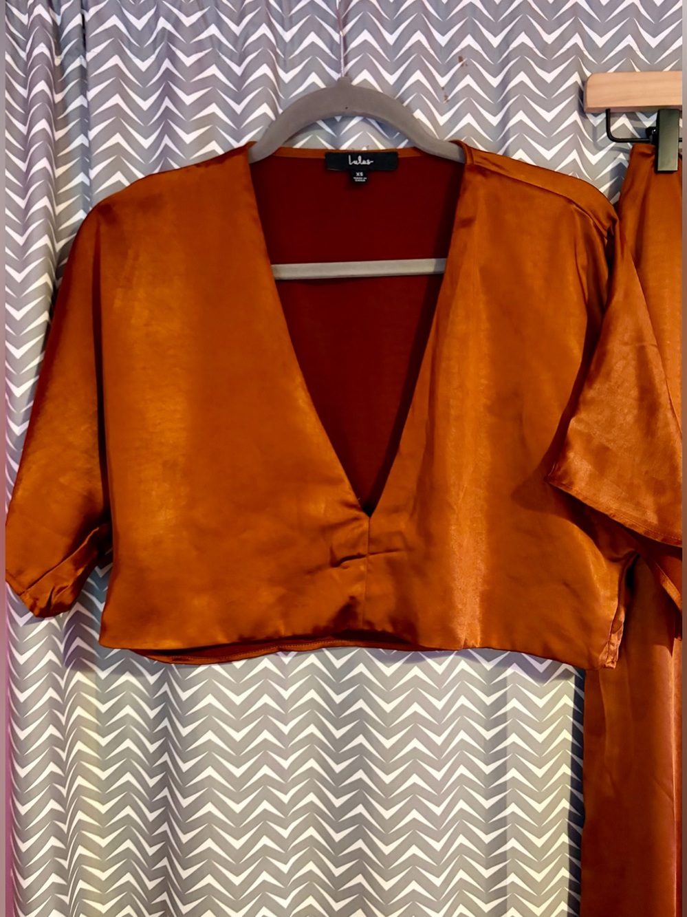 Lulus | Flirt For Fun Rust Brown Tie-Front Two-Piece Wide-Leg Jumpsuit, XS - Picture 6 of 11